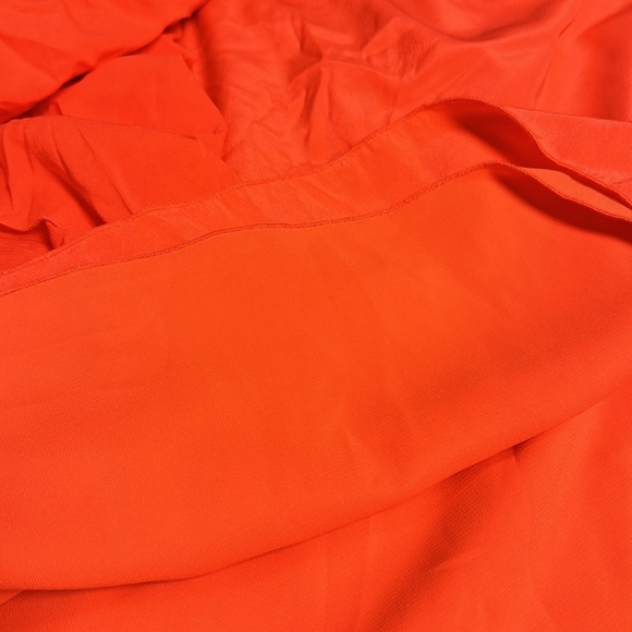 🔥🔥🔥Alice + Olivia Orange Silk Halter Neck Ruffle Mini Dress - Picture 7 of 8